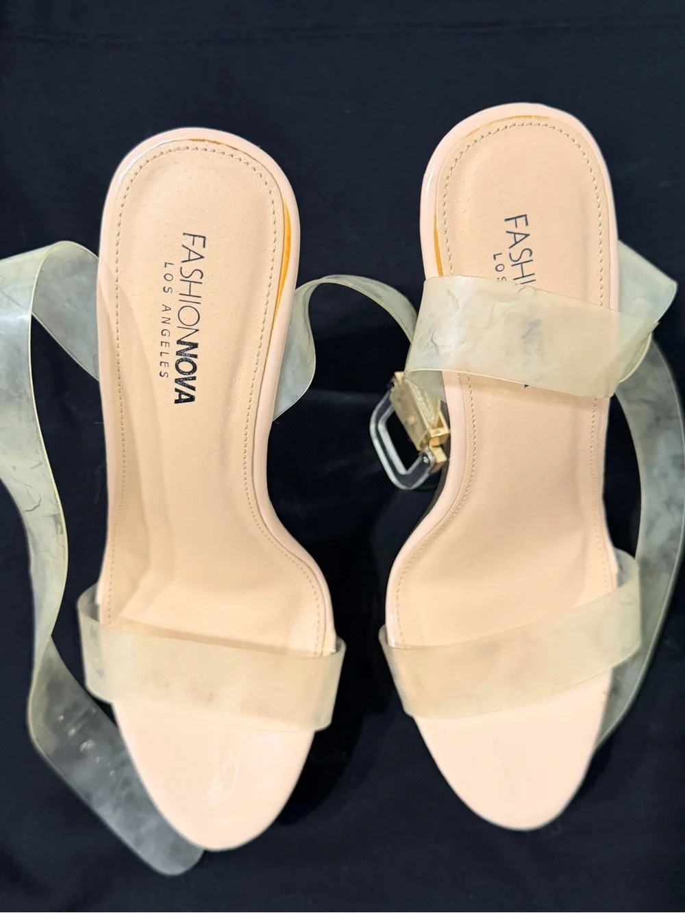 Fashion Nova Clear Platform Wedges with Nude Trim